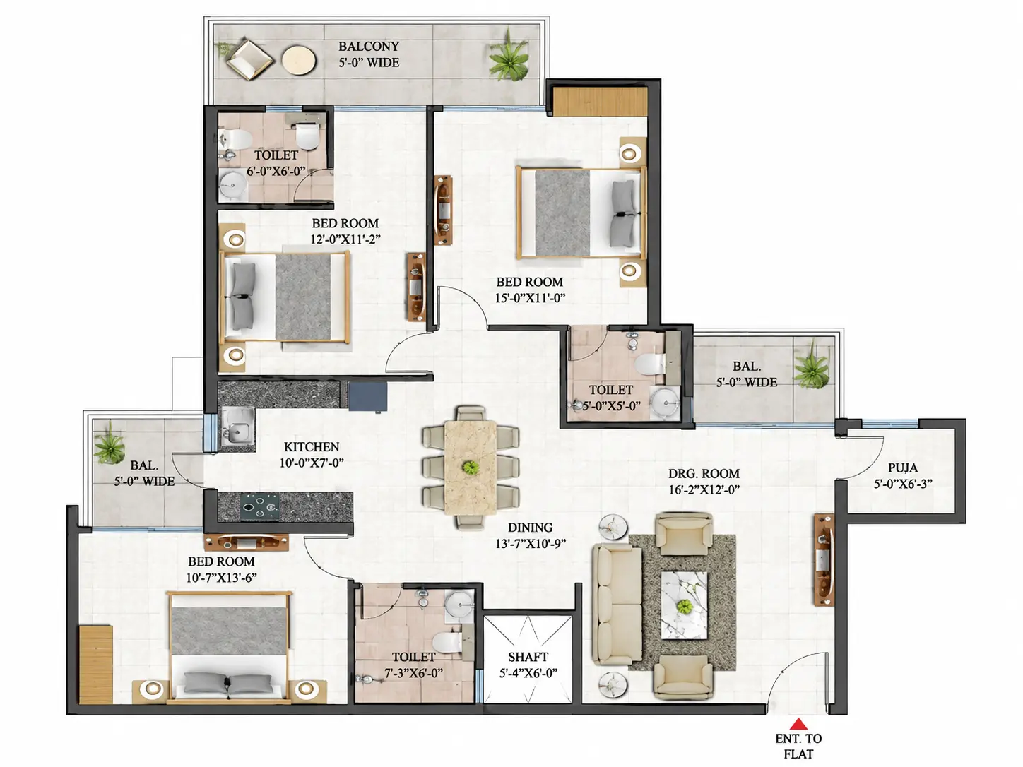 Divyansh Orion Homes 3 BHK plus servant room floor plan, 2100 sq.ft.