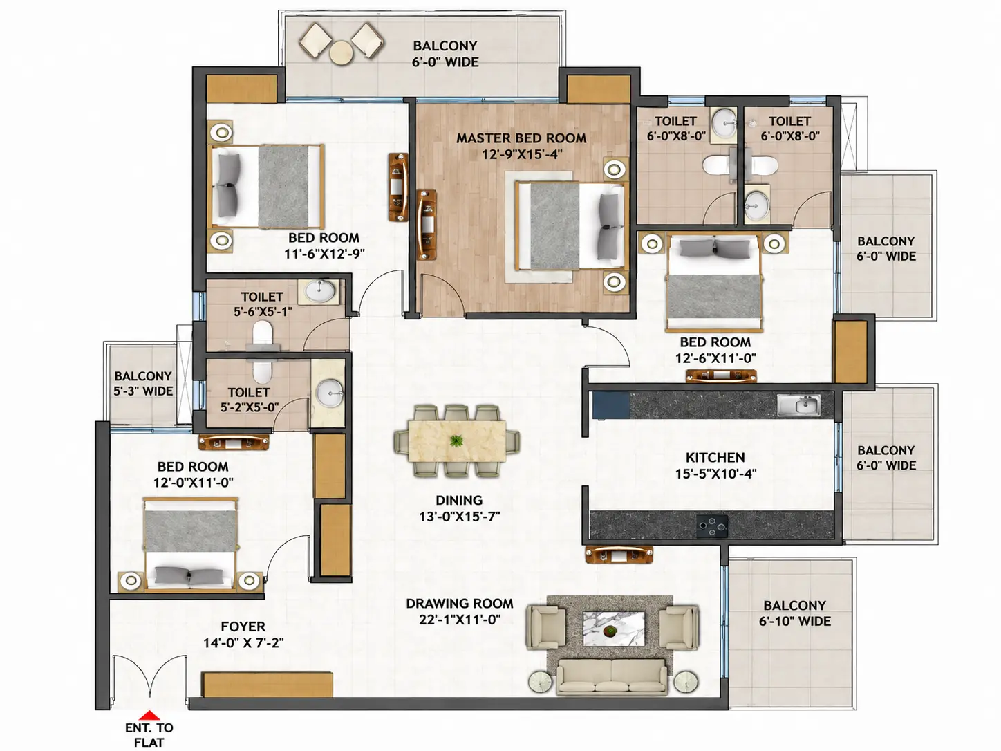 Divyansh Orion Homes 4 BHK plus servant room floor plan, 2875 sq.ft.